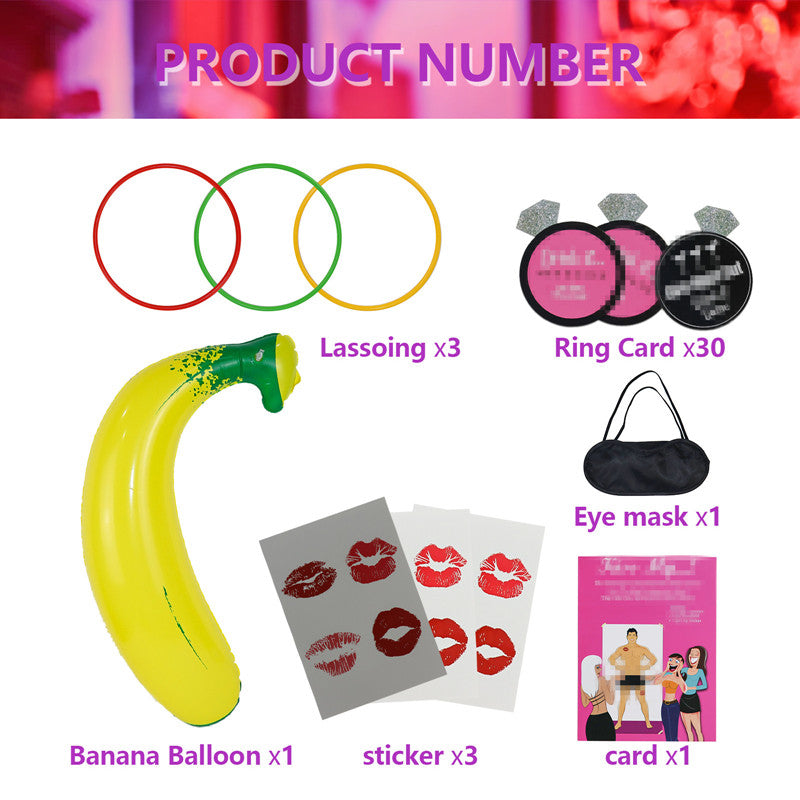 39 Pcs Bachelorette Party Favor Inflatable Banana Ring Toss Game Set with Novelty Stickers Eye Mask