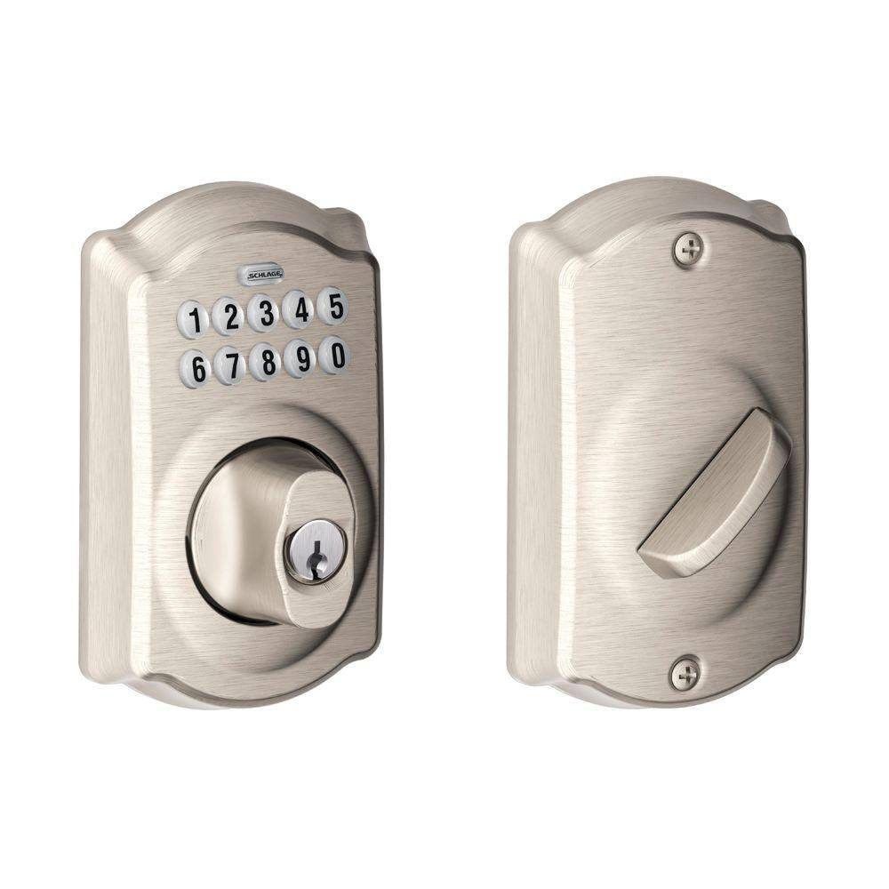 Schlage Camelot Satin Nickel Electronic Keypad Deadbolt BE365 V CAM 619