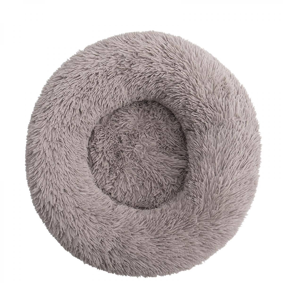 Calming Dog Beds For Small Medium Large Dogs Round Donut Machine Washable Dog Bed， Anti-slip Faux Fur Fluffy Donut Cuddler Cat Bed Brown 70cm