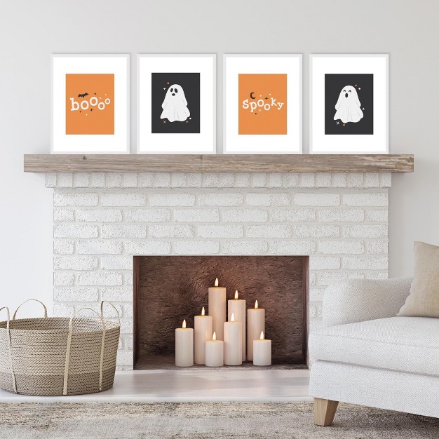 Big Dot Of Happiness Spooky Ghost Unframed Ghouls Halloween Linen Paper Wall Art Set Of 4 Artisms 8 X 10 Inches