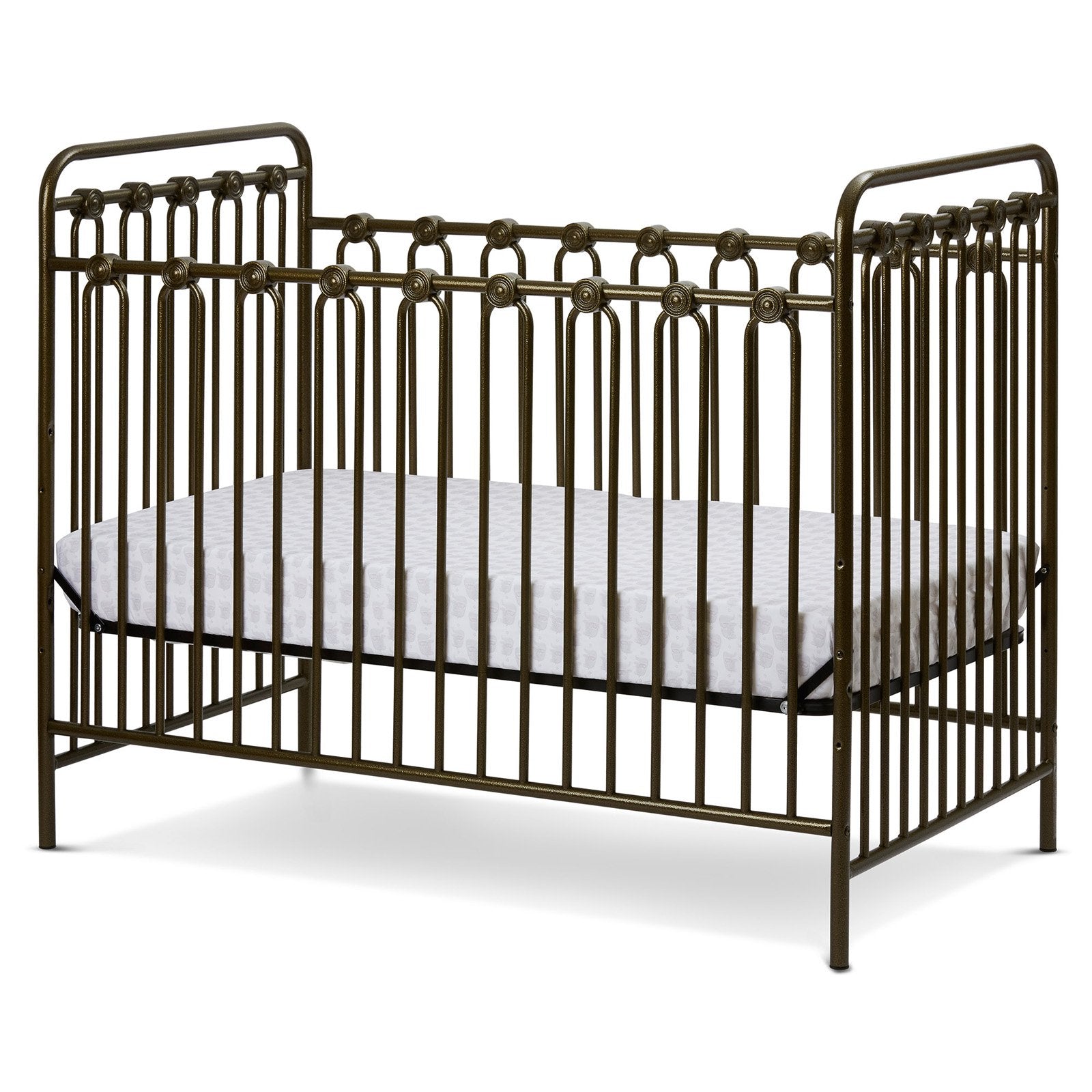 LA Baby Napa 3 in 1 Convertible Full Sized Metal Crib, Golden Nugget