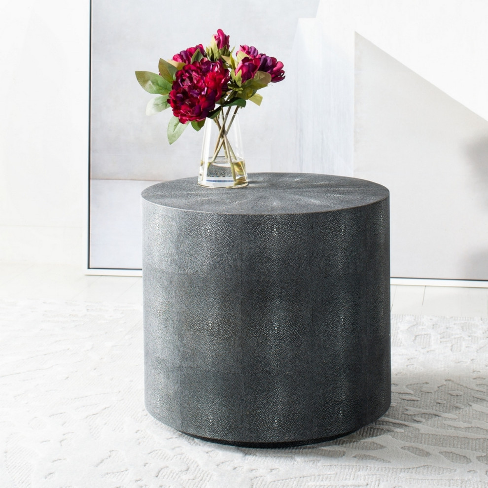 Javon Faux Shagreen End Table  Black   Contemporary   Side Tables And End Tables   by Rustic Home Furniture Deco  Houzz