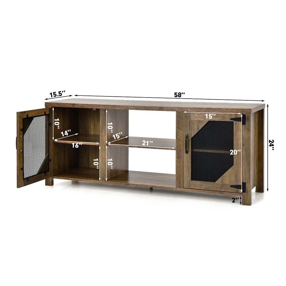 Costway TV Stand Entertainment Media Center for TVs up to 65'' w/Steel   58'' x 15.5'' x 24''