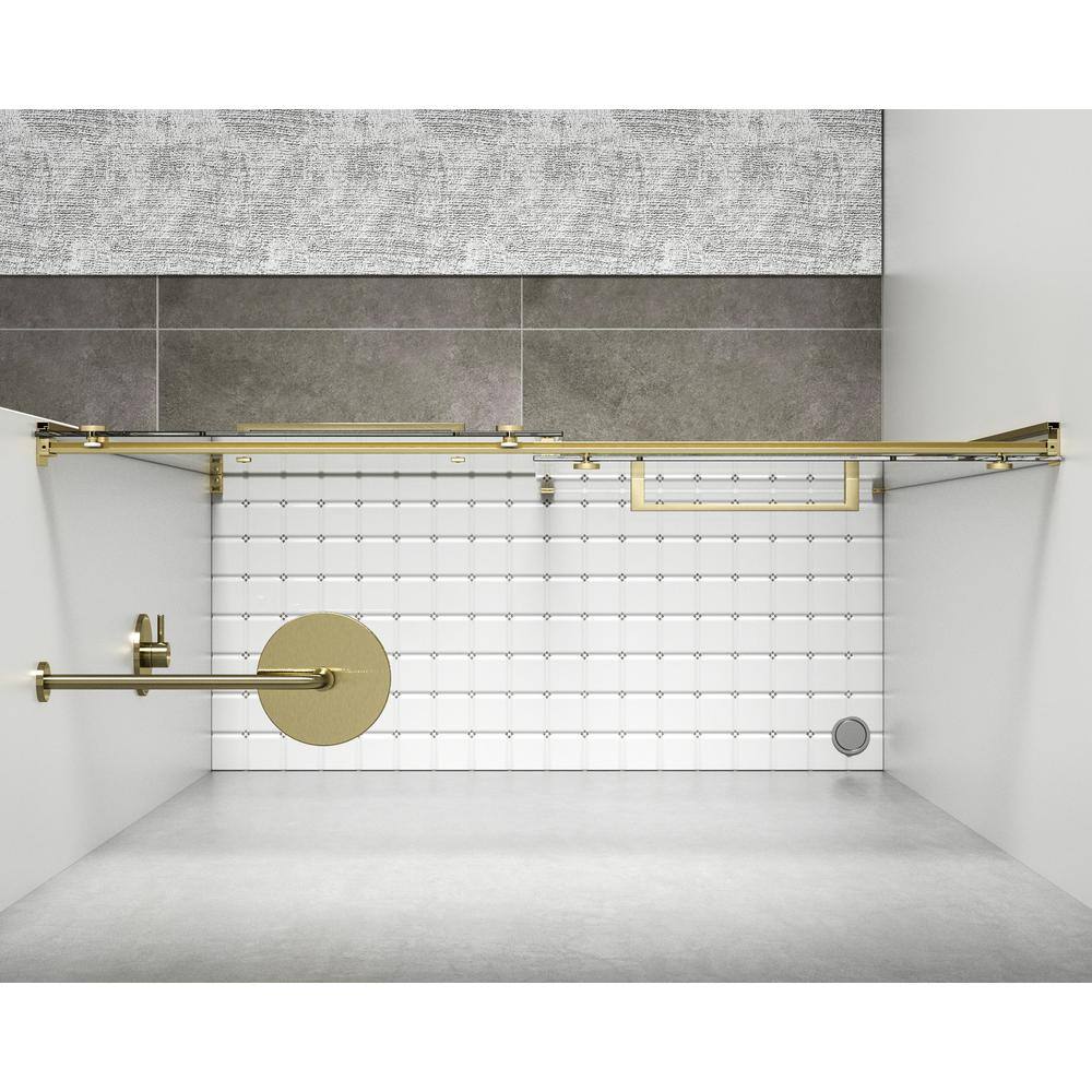 Frameless Sliding Shower Door in Brushed Gold with Clear Glass SWDR2023038G