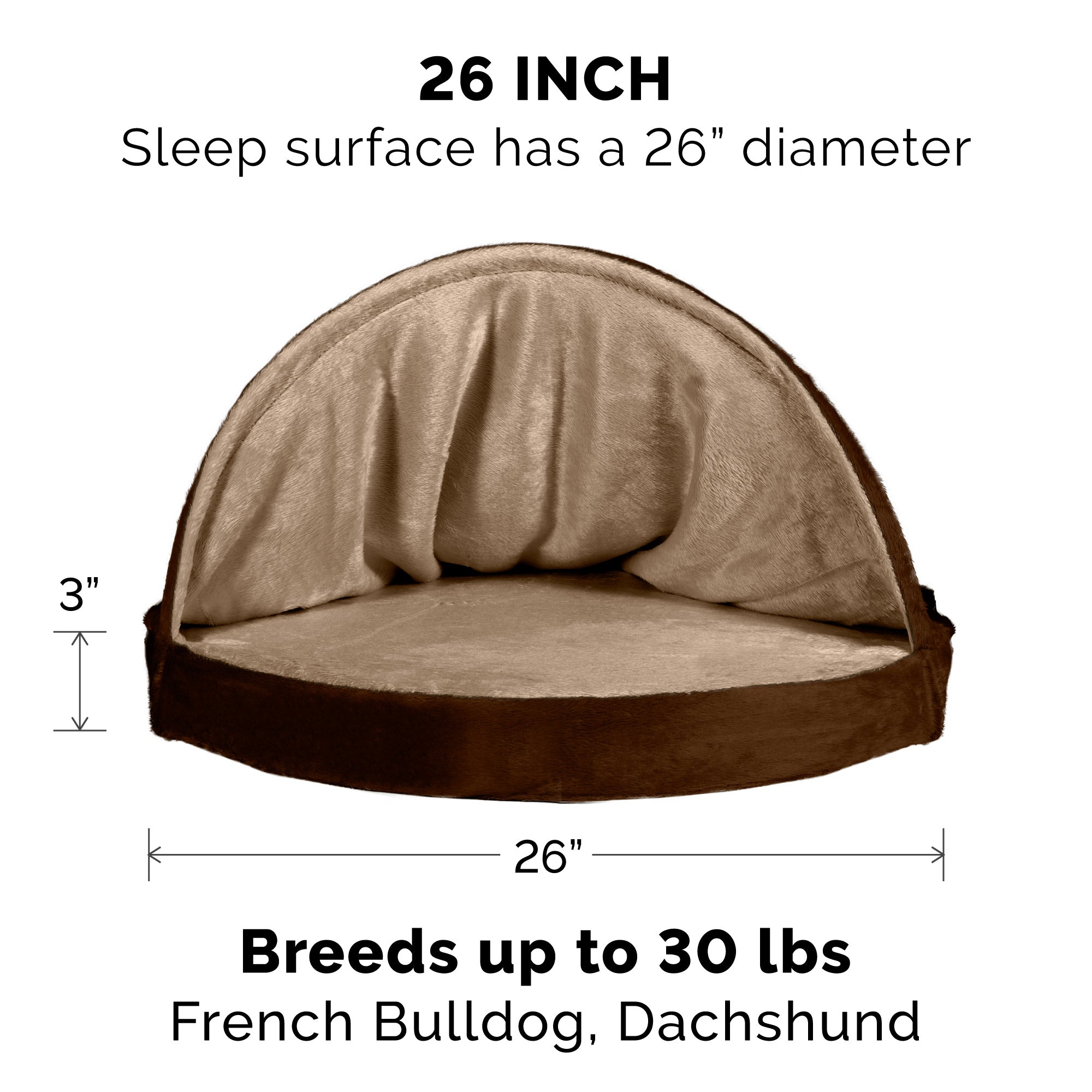 FurHaven Pet Dog Bed | Orthopedic Microvelvet Snuggery Burrow Pet Bed for Dogs & Cats, Espresso, 26-inch