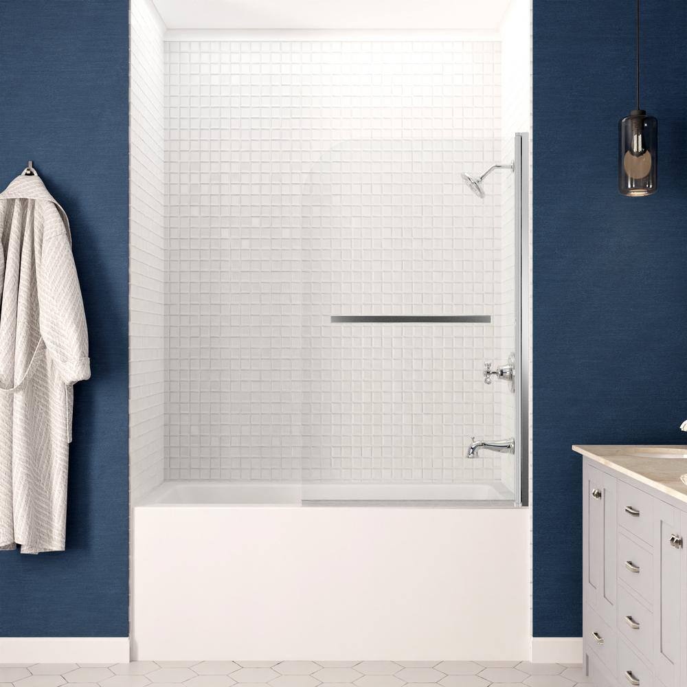 ANZZI 5 ft. Right Drain 34 in. x 58 in. Tub in White with Frameless Tub Door with Chrome Finish Hardware SD05301CH-3060R