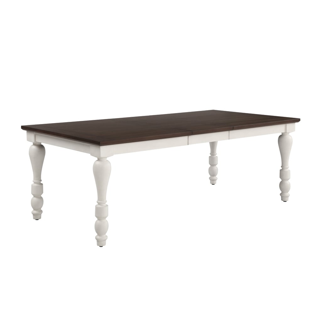 Bridgeview Dark Cocoa and White Dining Table with Leaf Extension