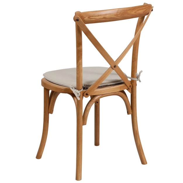 Merrick Lane Stackable Wooden Cross Back Bistro Dining Chair With Cushion