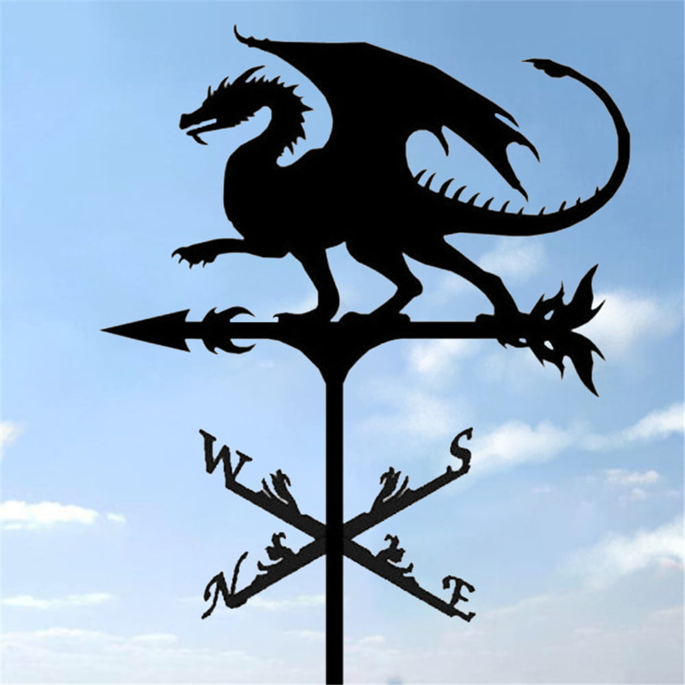 NKTIER Outdoor Dragon Weathervane Professional Measuring Tool Roofs Retro Garden Stake Weather Vane Outdoor Roof Decoration Architecture Farmhouse Weather Vane Wind Direction Indicator Garden Yard Dec