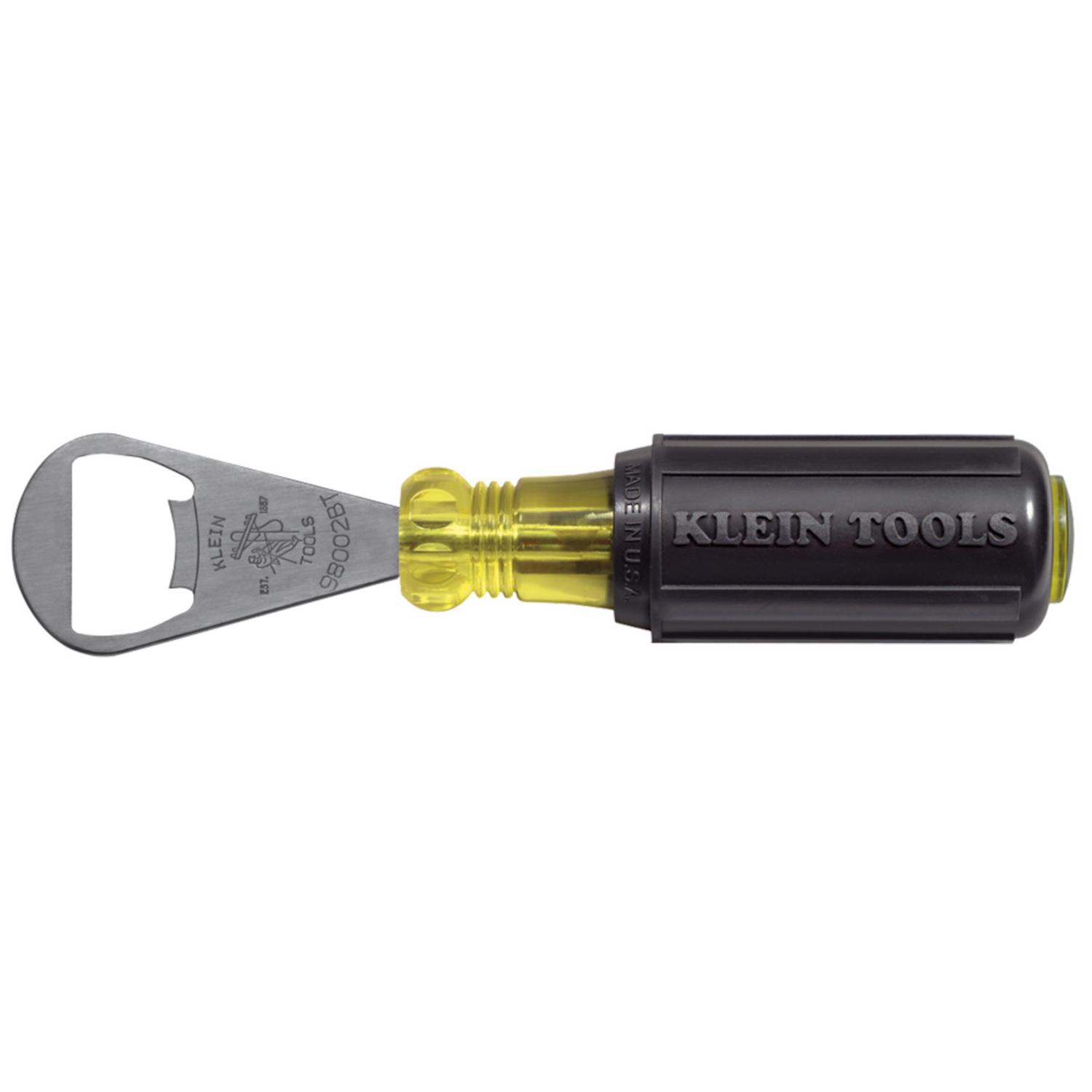 Klein Tools Black/Yellow Stainless Steel Manual Bottle Opener