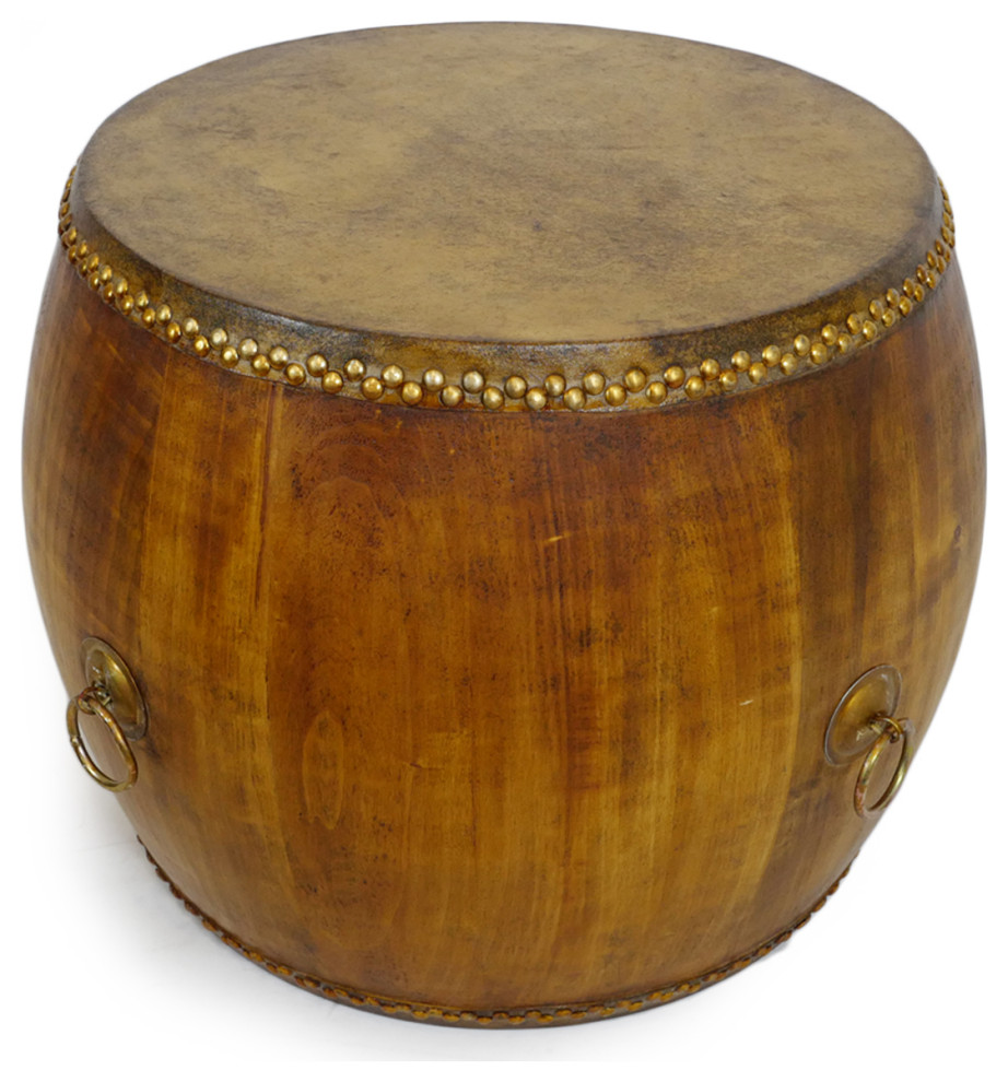 Natural Wood Drum Coffee Table   Asian   Coffee Tables   by Design Mix Furniture  Houzz