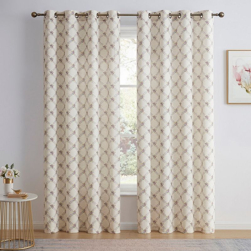 THD Morgan Floral Decorative Grommet Window Treatment Curtain Drapery Panels  - Pair