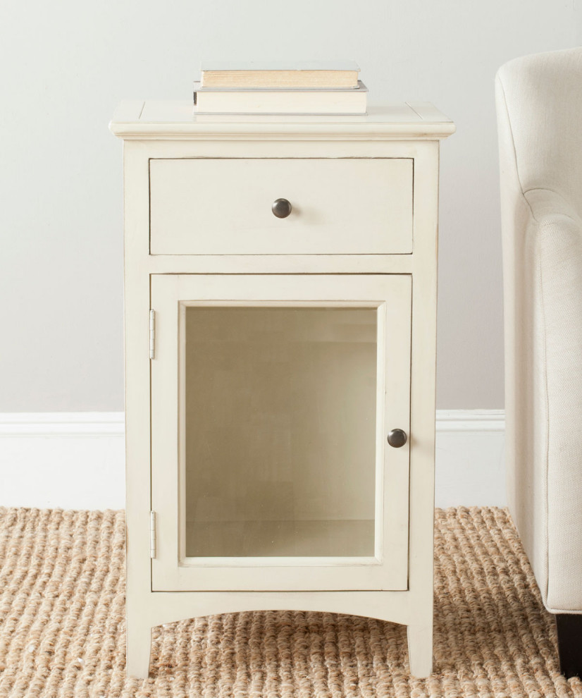 Keith One Drawer End Table With Glass Cabinet Barley   Modern   Side Tables And End Tables   by Virgil Stanis Design  Houzz