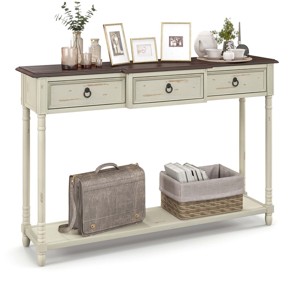 Costway Farmhouse Console Table Entryway Sideboard with 3 Drawers     See Details