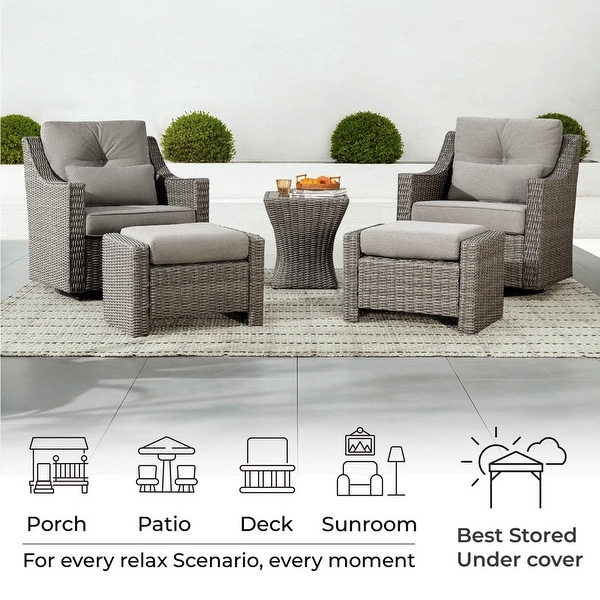 Murphy Outdoor Wicker Patio Furniture Swivel Glider Chair