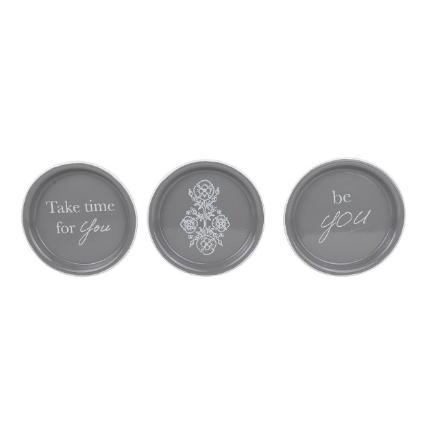 Set Of 3 You Trinket Dishes Gray Metal Foreside Home amp Garden