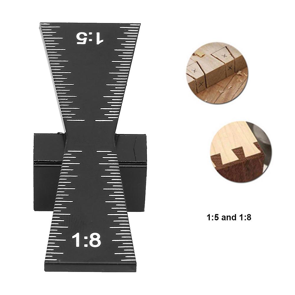 Aluminum Alloy Dovetail Gauge Woodworking Tool Dovetail Wood Marking Connection Ruler(1:5 1:8)