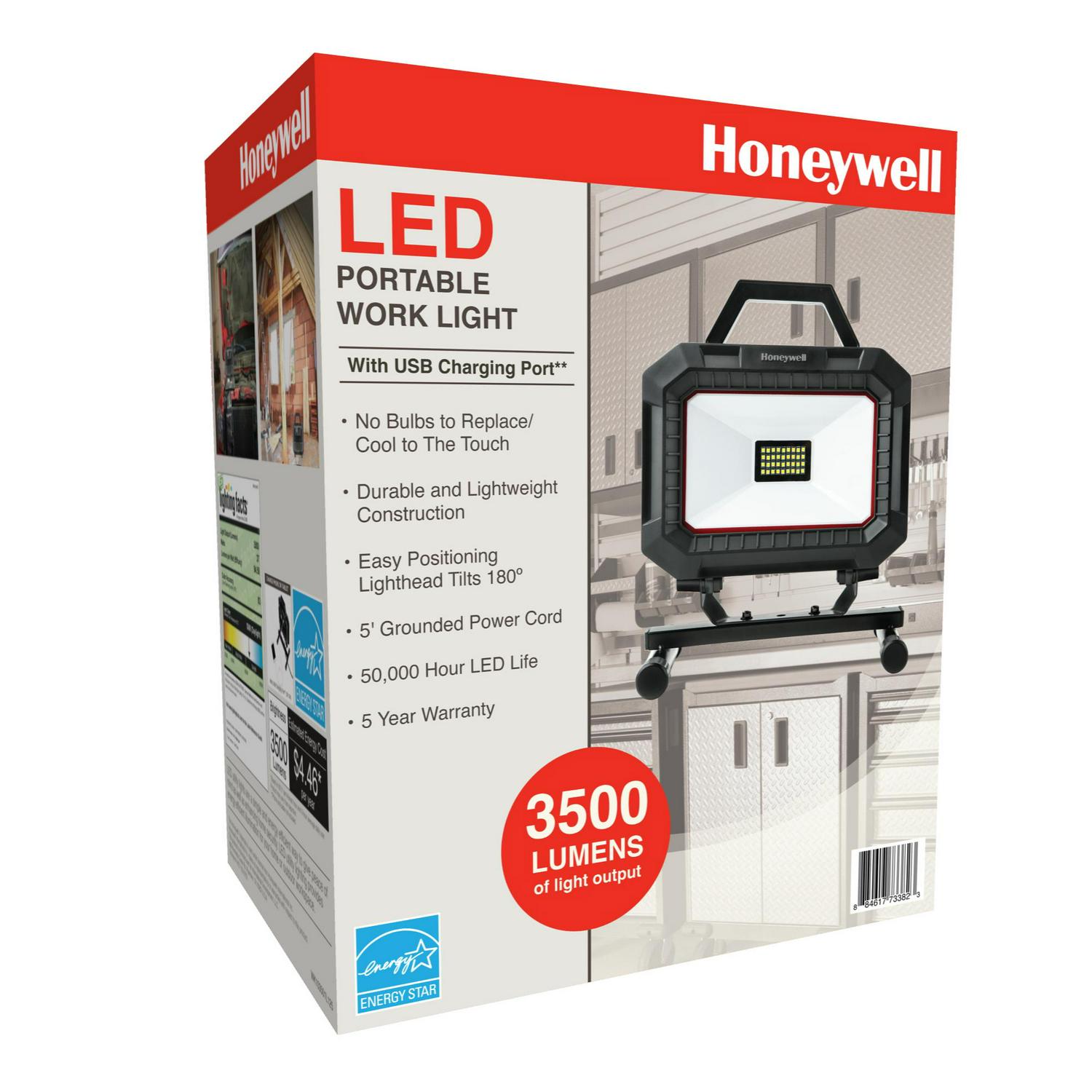 Honeywell Portable LED Work Light W/ USB Charging Port- 3500 LM