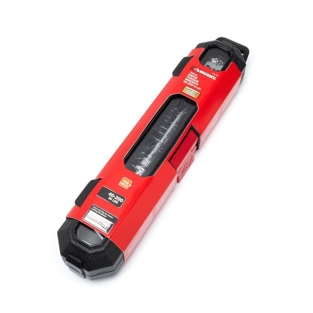 Husky 14 in. Drive Micrometer Click Torque Wrench 40 in.lbs. to 200 in.lbs. H4DTWA