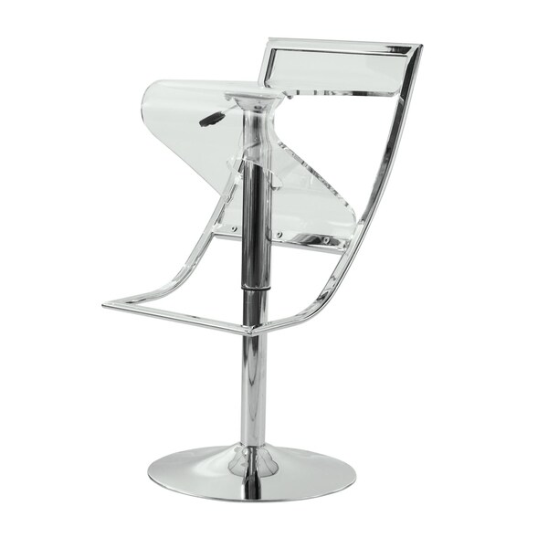 LeisureMod Clifton Clear Acrylic Adjustable Bar Counter Stool