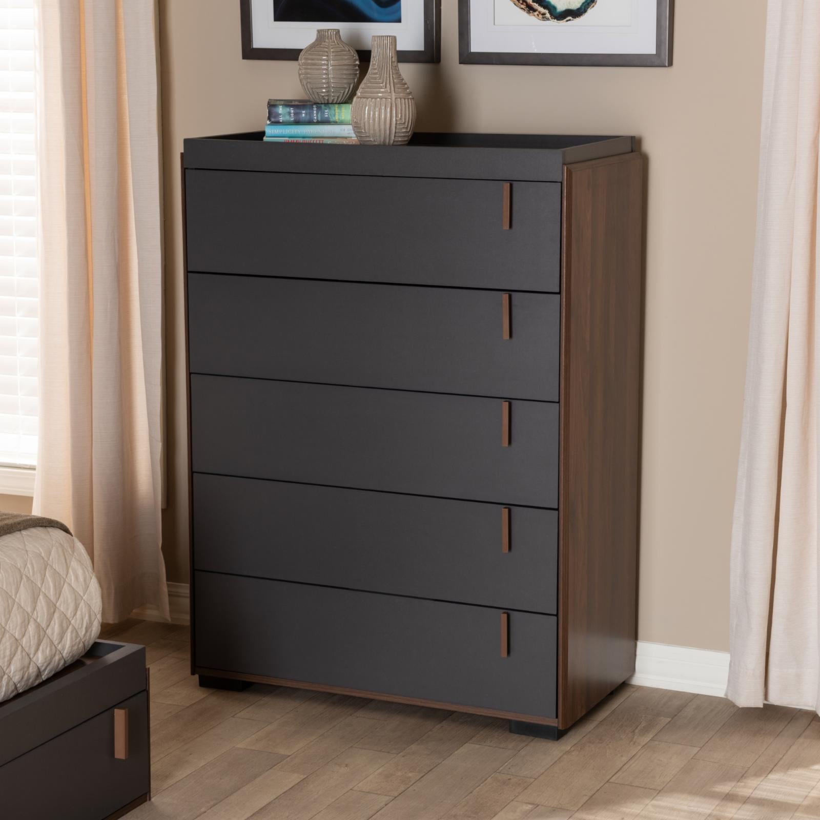 Baxton Studio Rikke 5 Drawer Bedroom Chest