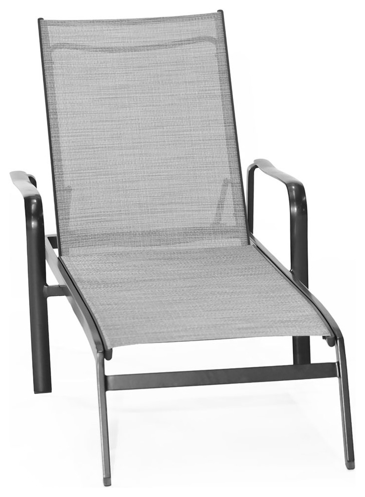 Foxhill  Weather Aluminum Chaise Lounge Chair With Sunbrella Sling Fabric   Transitional   Outdoor Chaise Lounges   by Shop Chimney  Houzz