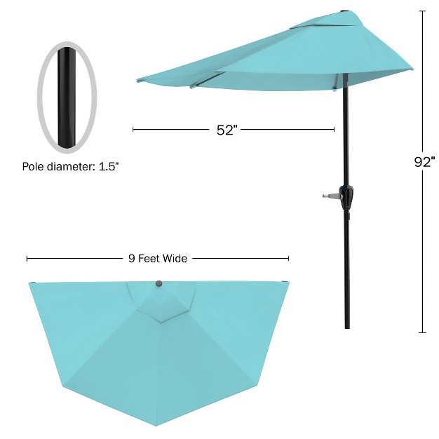 Nature Spring Half Canopy Patio Umbrella 9 x27 Blue