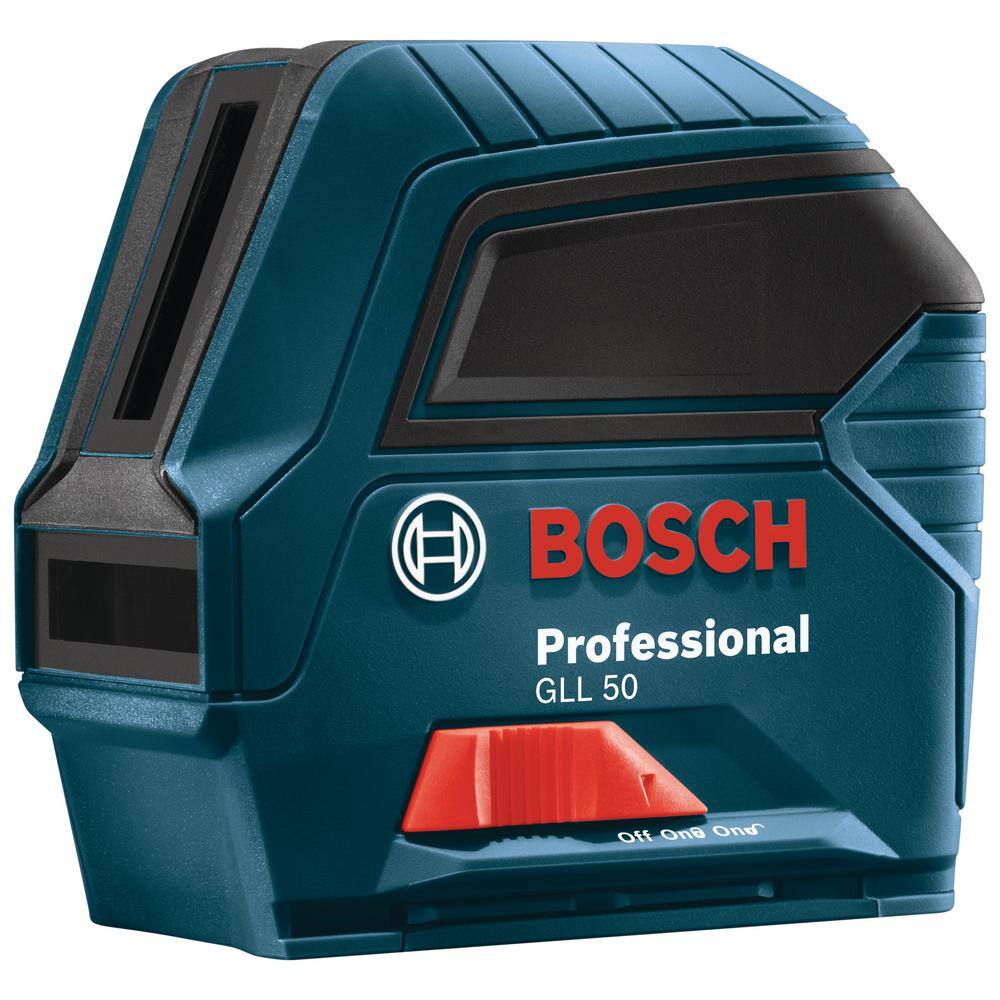 Bosch 50 ft. Cross Line Laser Level Self Leveling with VisiMax Technology L-Bracket Adjustable Mount and Hard Carrying Case GLL 50