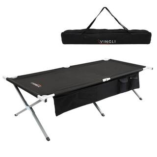 VINGLI MilitaryArmy Aluminum Black Folding Camping Cot with Travel Bag VL-G58000102