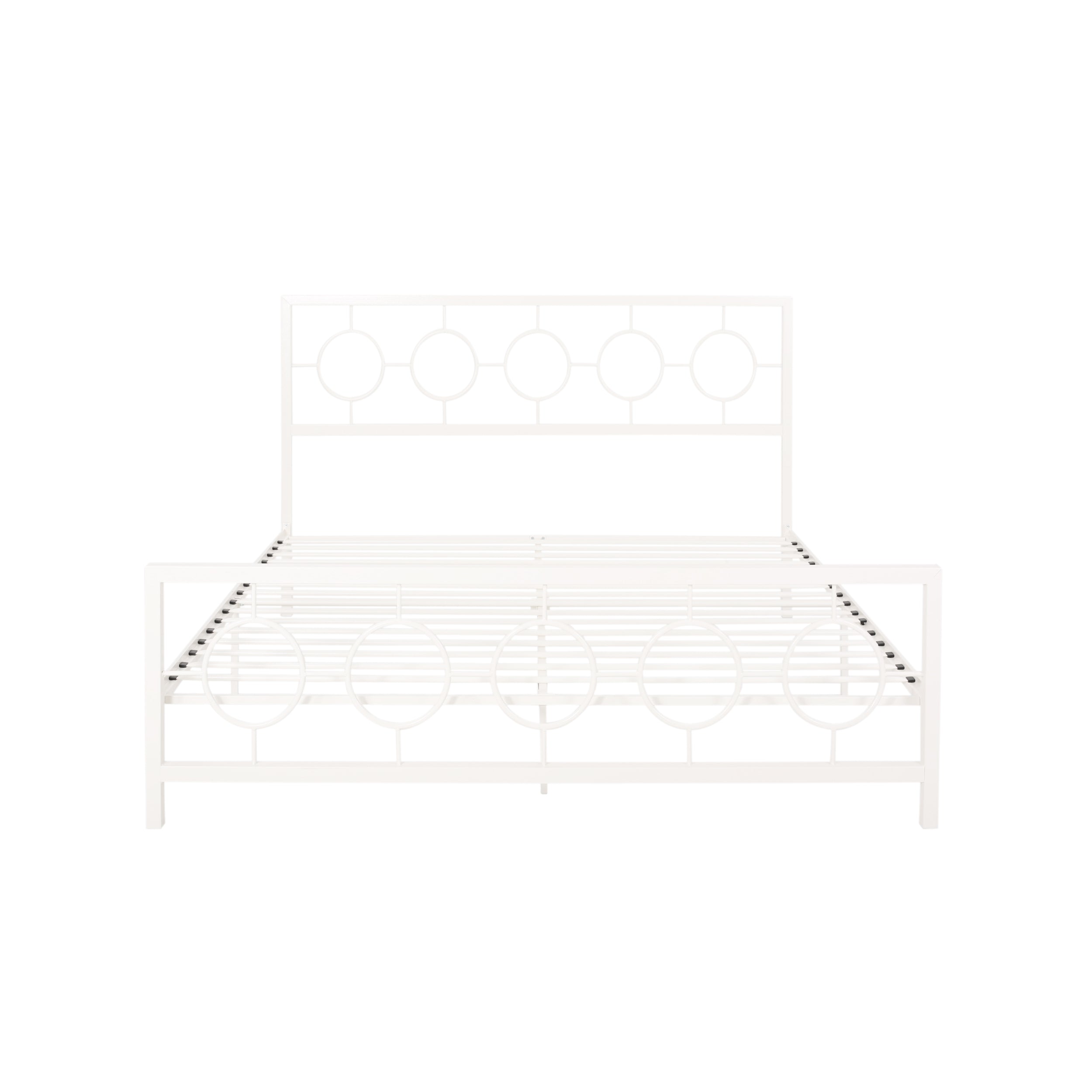 Noble House Ewelina Modern King-Size Iron Geometric Low-Profile Bed Frame, White