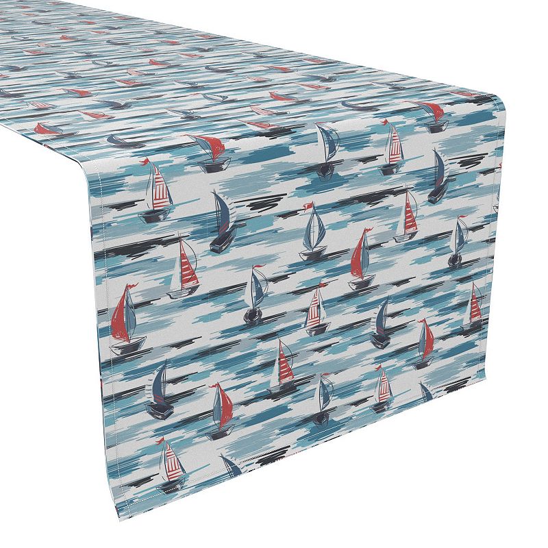 Table Runner， 100% Polyester， 12x72， Brush Stroke Sailboats