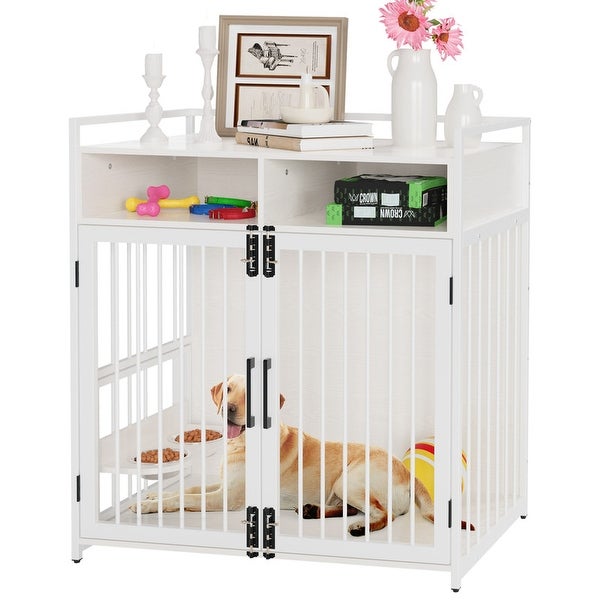 Dog Crate with Storage Shelves End Table Indoor Kennel Furniture