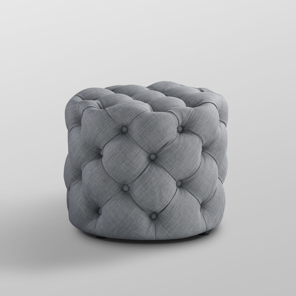 Jessica over Tufted Round 1 Pc Ottoman   Transitional   Footstools And Ottomans   by Inspired Home  Houzz