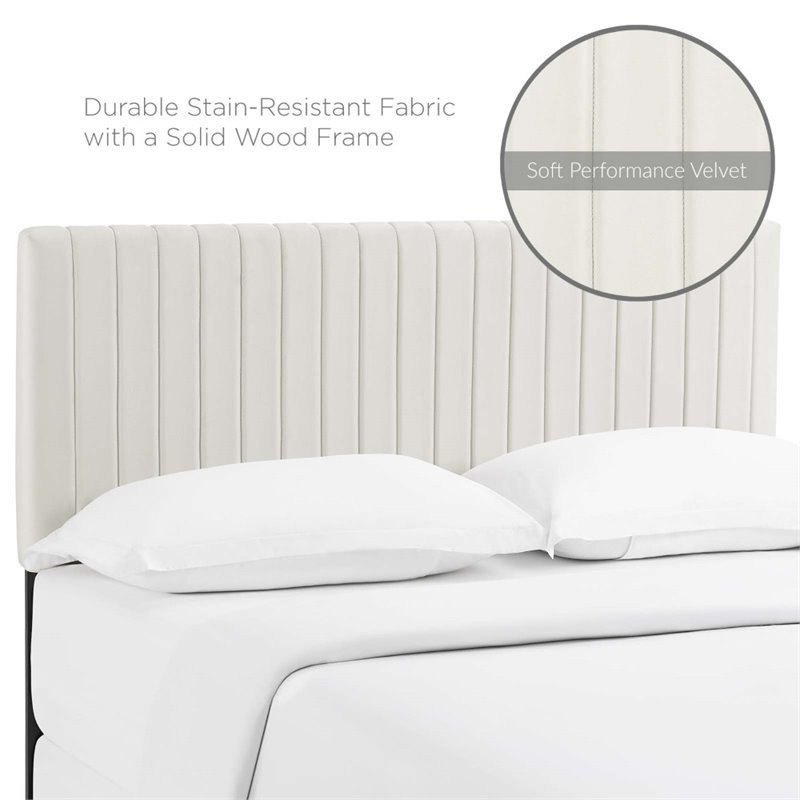 Modway Keira Velvet Full Queen Headboard in Ivory   Transitional   Headboards   by ShopFreely  Houzz