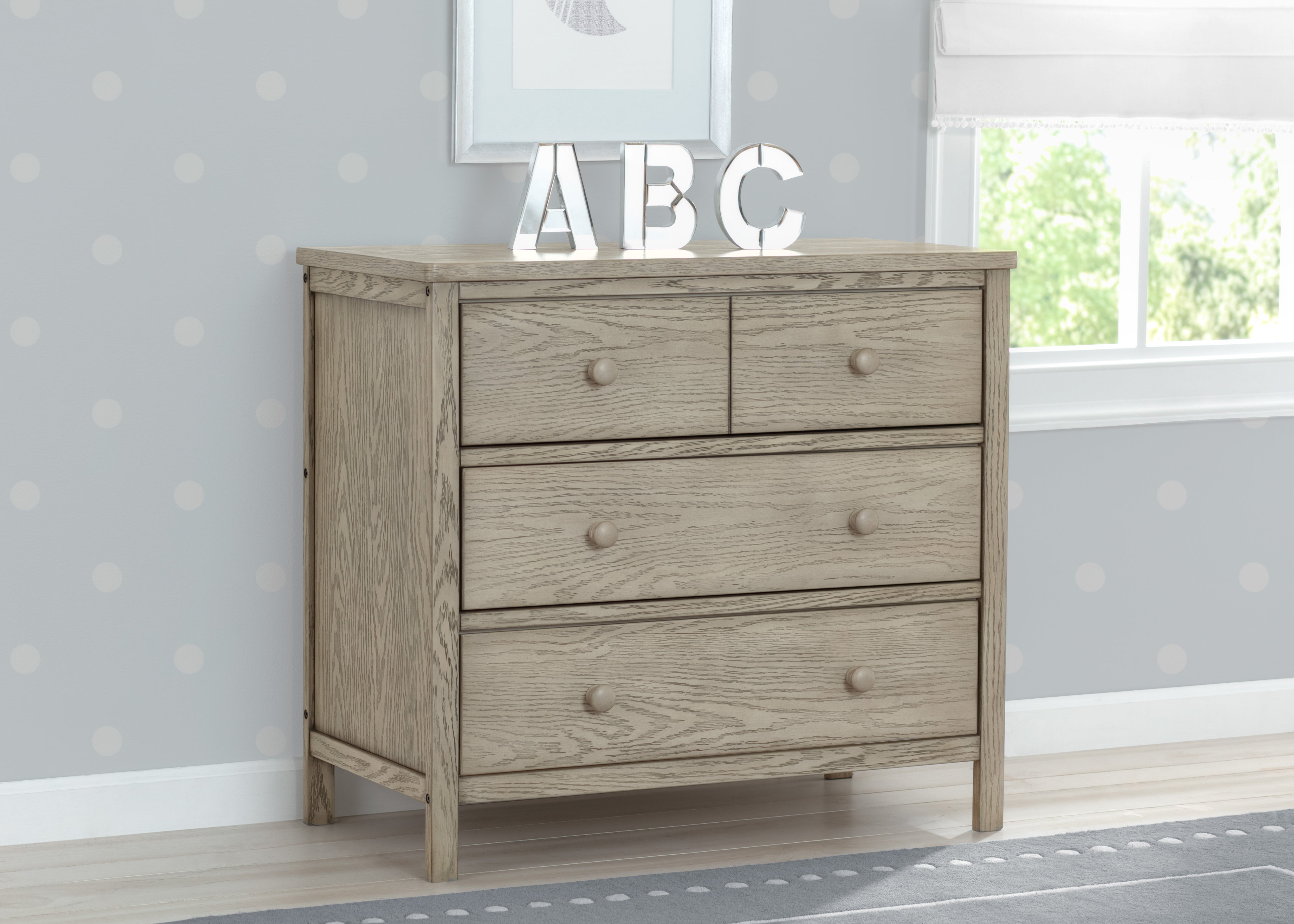 Delta Children Middleton 3 Drawer Dresser, Textured Limestone