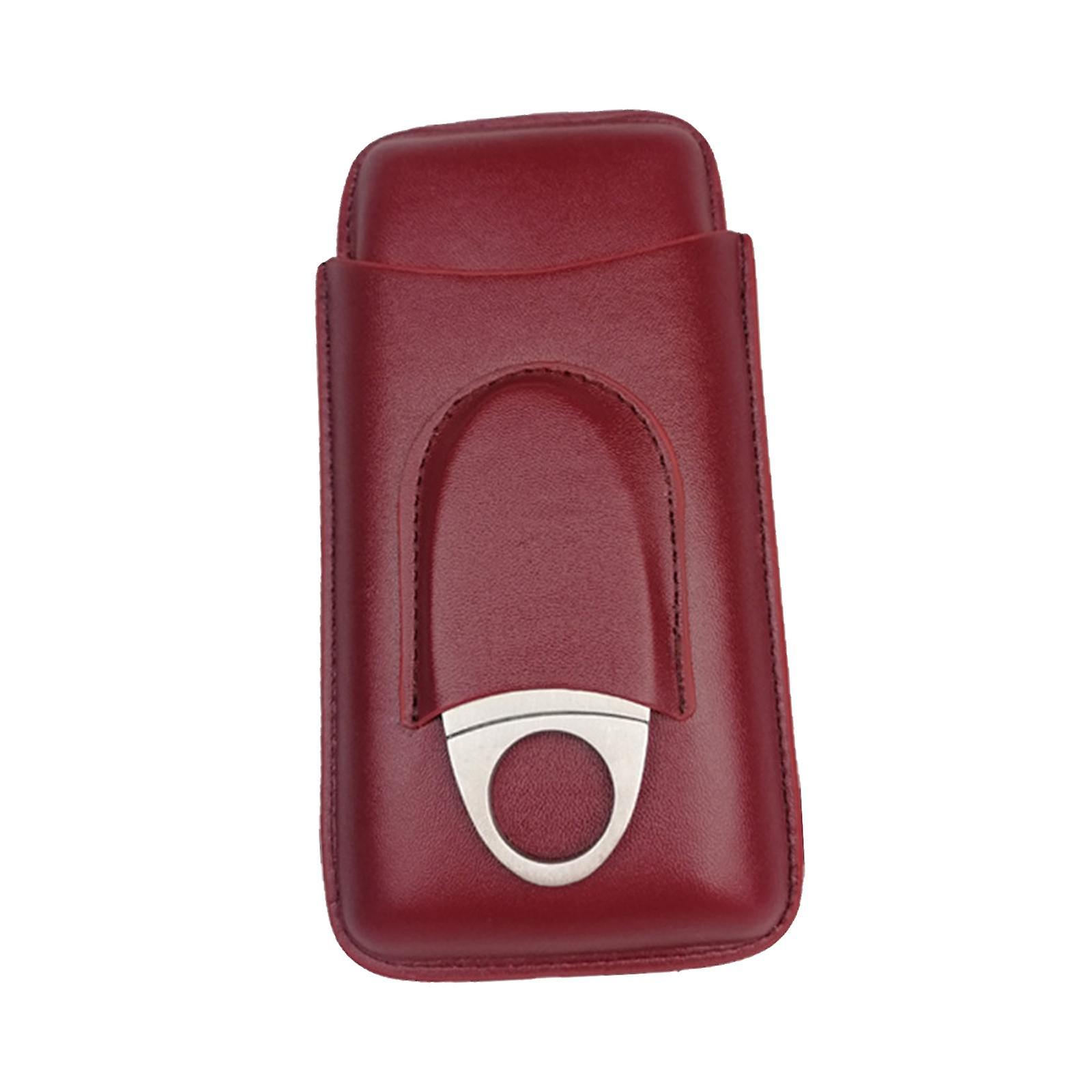 3 Tube Holder Wear Resistant Leather Case For Anniversary Wedding A Birthday Dark Red