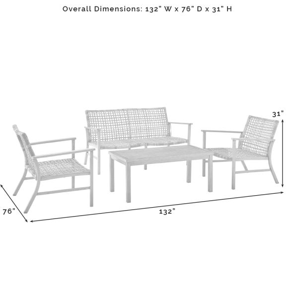 Ridley 4Pc Outdoor Wicker And Metal Conversation Set