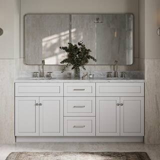 ARIEL Hamlet 72 in. W x 21.5 in. D x 33.5 in. H Bath Vanity Cabinet Only in White F073D-BC-WHT