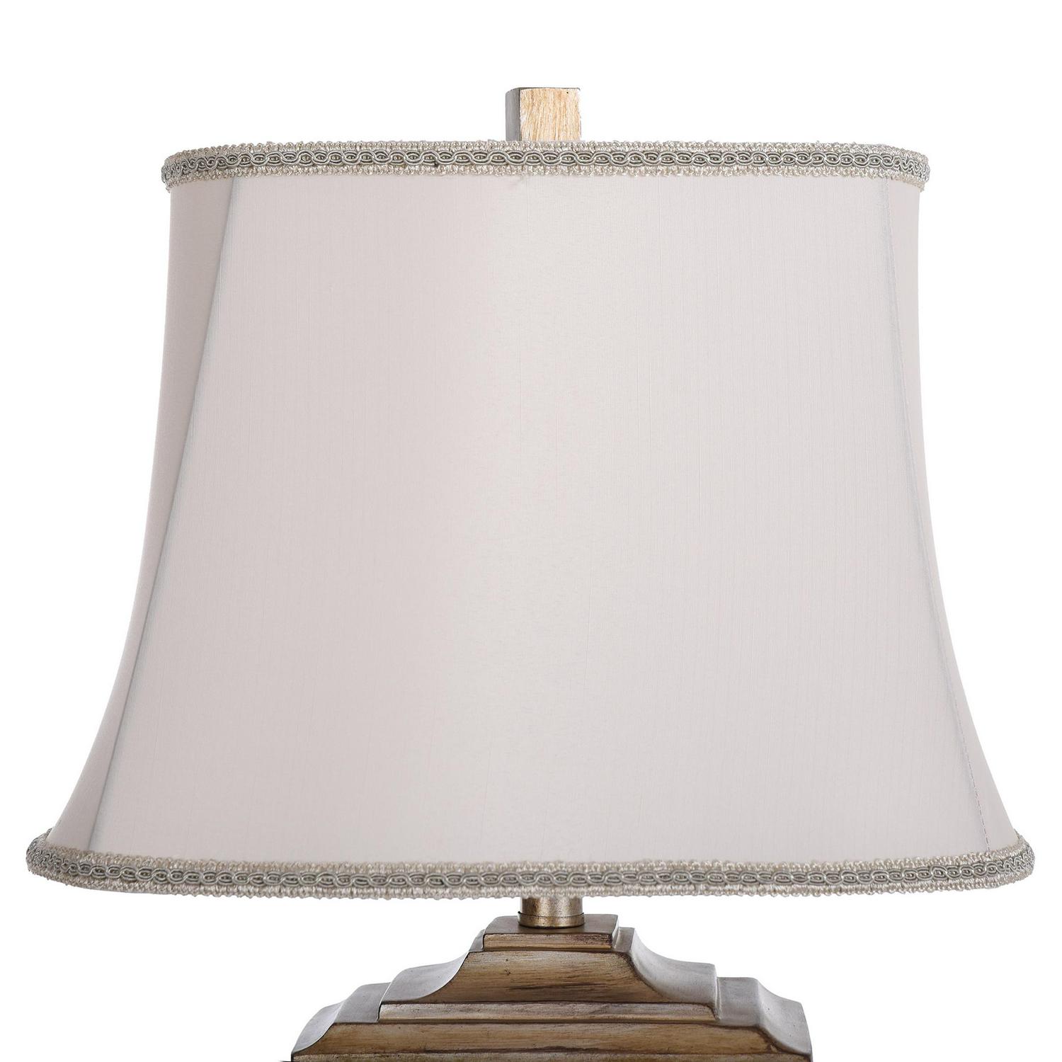 Bellevue Table Lamp  White With Brass Accents  Ivory Fabric Shade