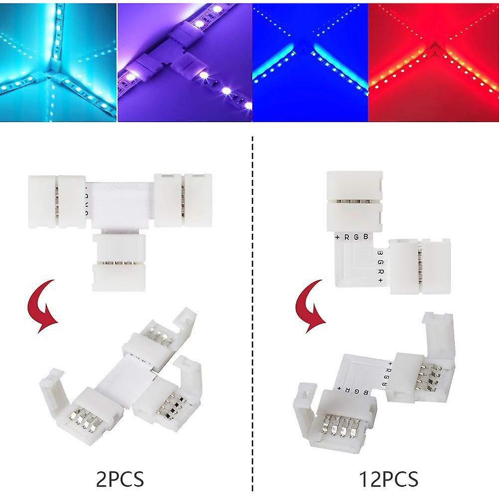 95pcs 5050 Rgb Led-strip Connector Kit With T-shaped L-shaped Strip-jumpers Led-strip Accessory Light Wire Connection Terminal-splice Tool No.199709