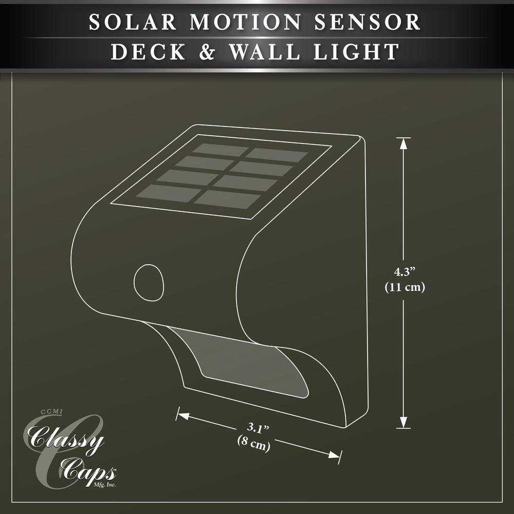 CLASSY CAPS 4 in. x 4 in. Solar Battery Black Integrated LED Motion Sensing Deck Post Light (2-Pack) SL133