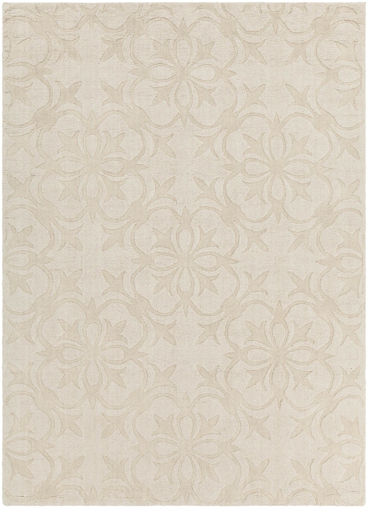 Rekha Collection Hand-Tufted Area Rug in Cream