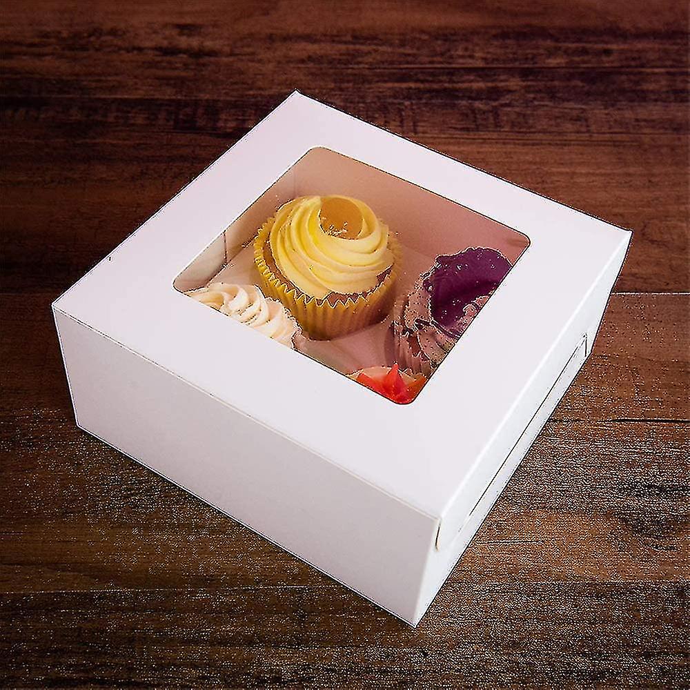 Mu Mianhua 12 Pcs Cake Boxes 4 Holes White Cupcake Boxes Cakes Card With Window