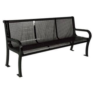 Ultra Play 6 ft. Perforated Black Commercial Park Lexington Portable Bench with Back Surface Mount T954-P6BK