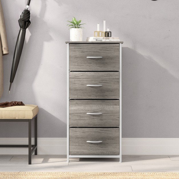 Emma And Oliver 4 Drawer Storage Dresser With Cast Iron Frame Wood Top And Easy Pull Engineered Wood Drawers With Wooden Handles