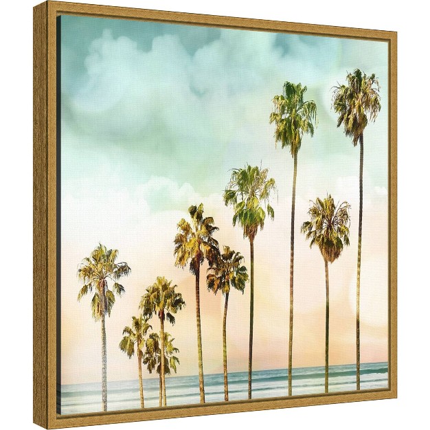 X 16 quot Beach Palms I By Devon Davis Framed Canvas Wall Art Amanti Art