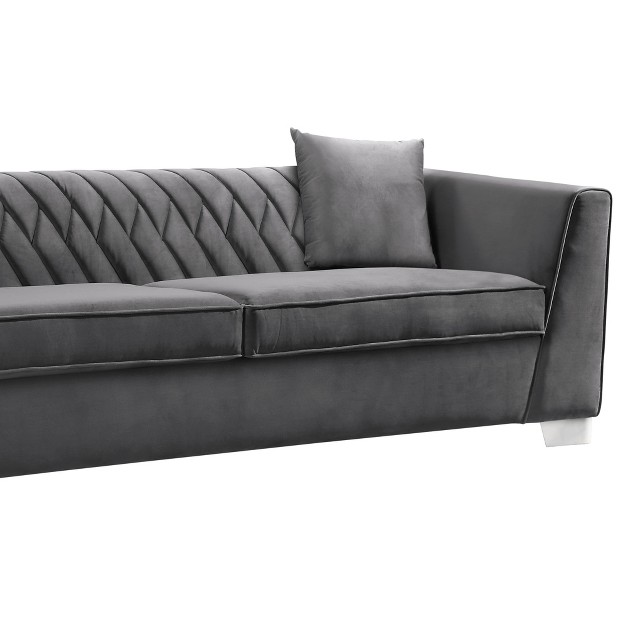 Cambridge Contemporary Sofa Velvet Dark Gray Armen Living