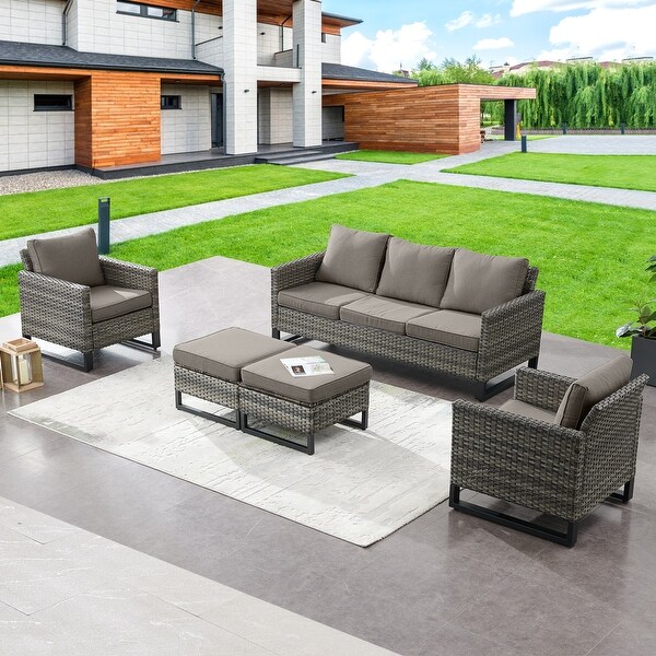 Patio Sofa Chair Set with Propane Fire Pit Table