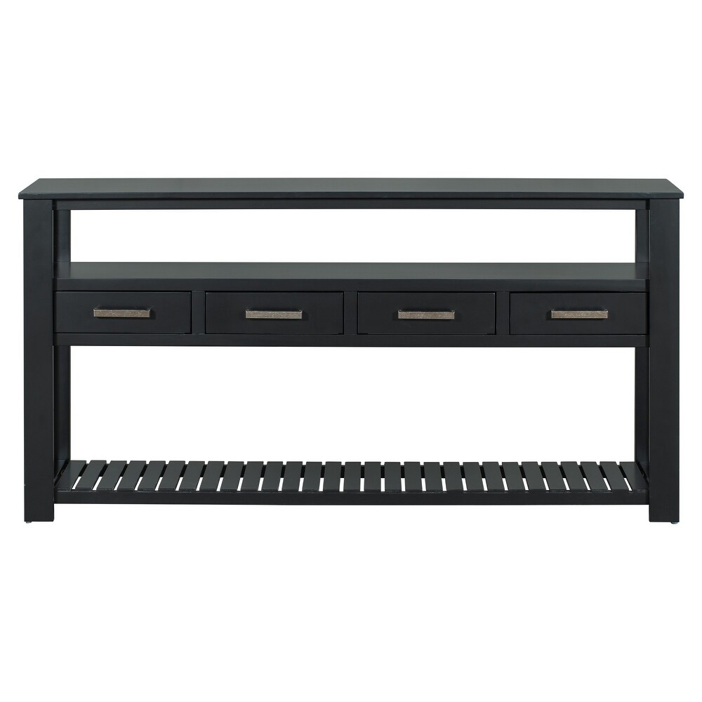 Black Console Table Kitchen Sideboard Sofa Table with Storage Space