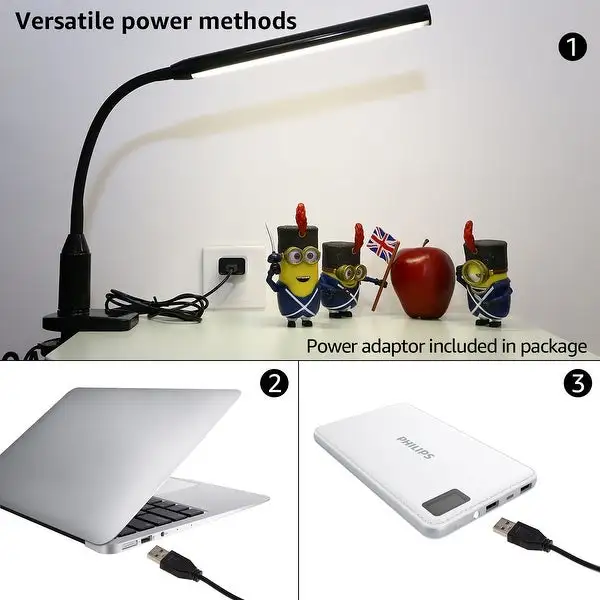 Dimmable Clamp Desk Lamp， Touch Control， Memory Function， for Home， Office， 4000K